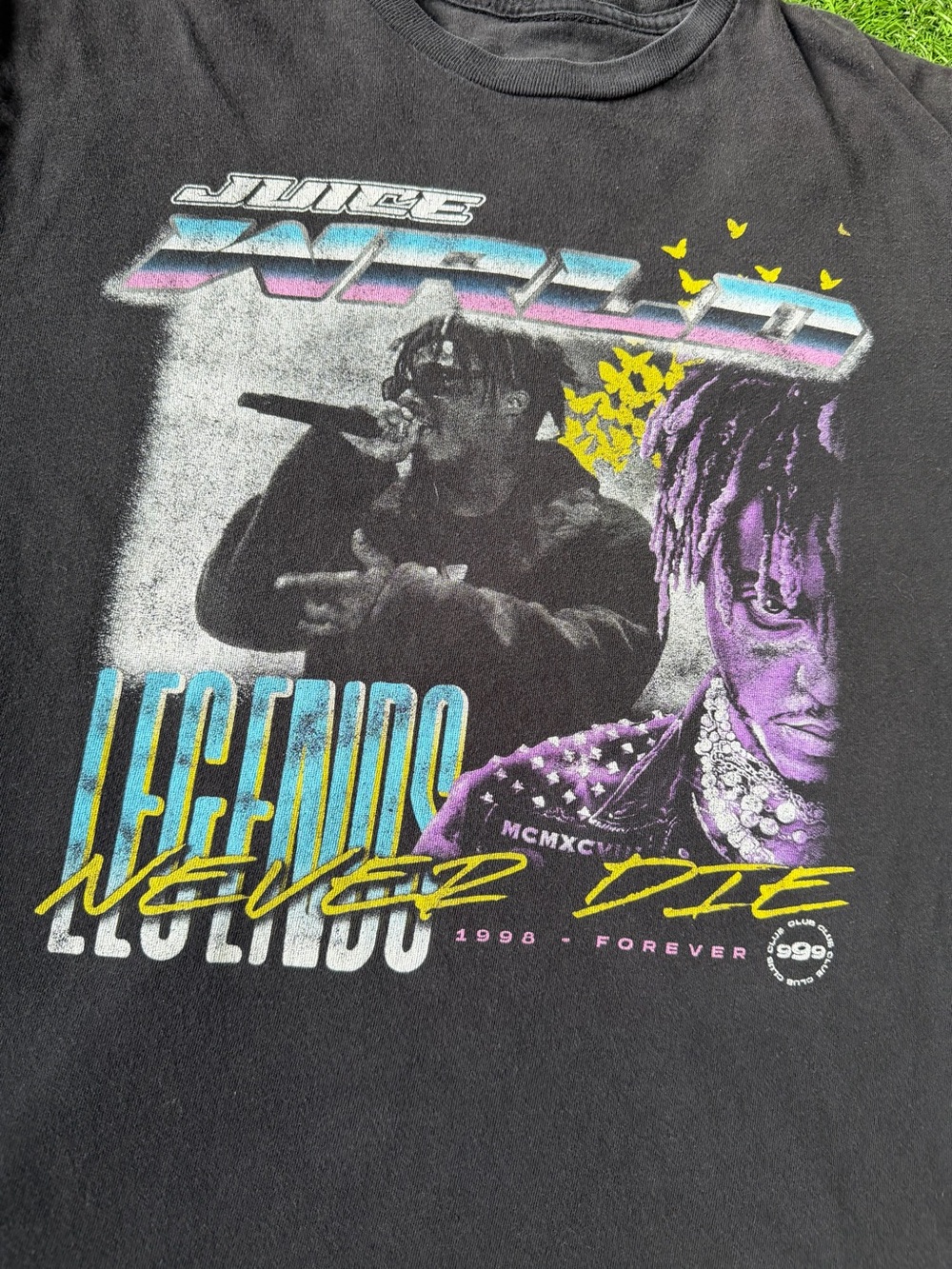 Juice WRLD Legends Never Die Graphic Tee - Black with Purple & Yellow Size Large